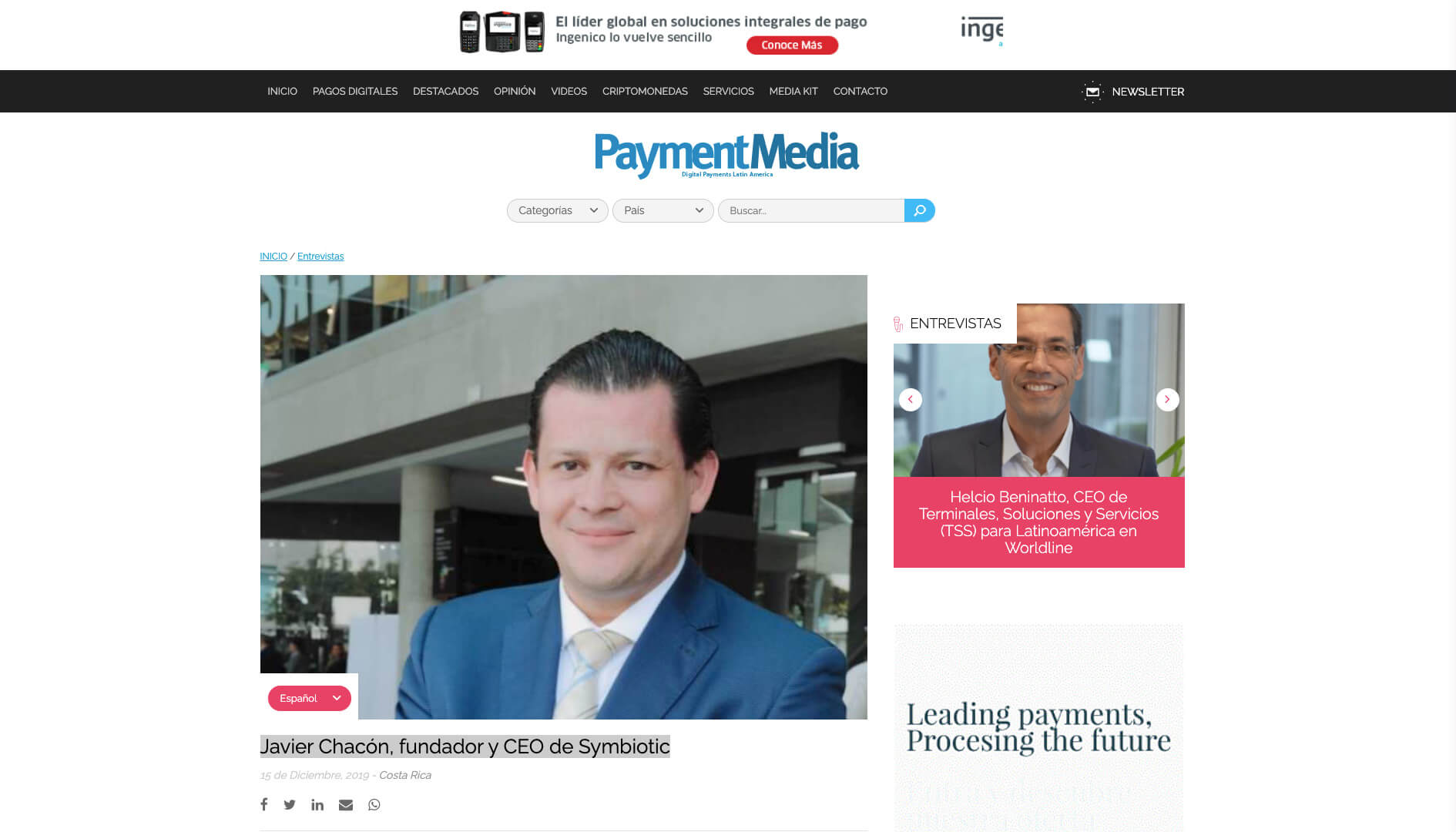 Javier Chacón, founder and CEO of Symbiotic