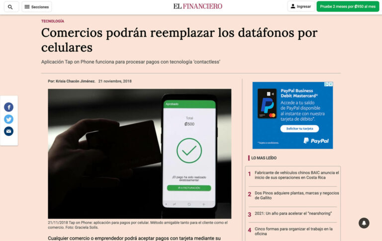 Comercios podrán reemplazar los datáfonos por celulares