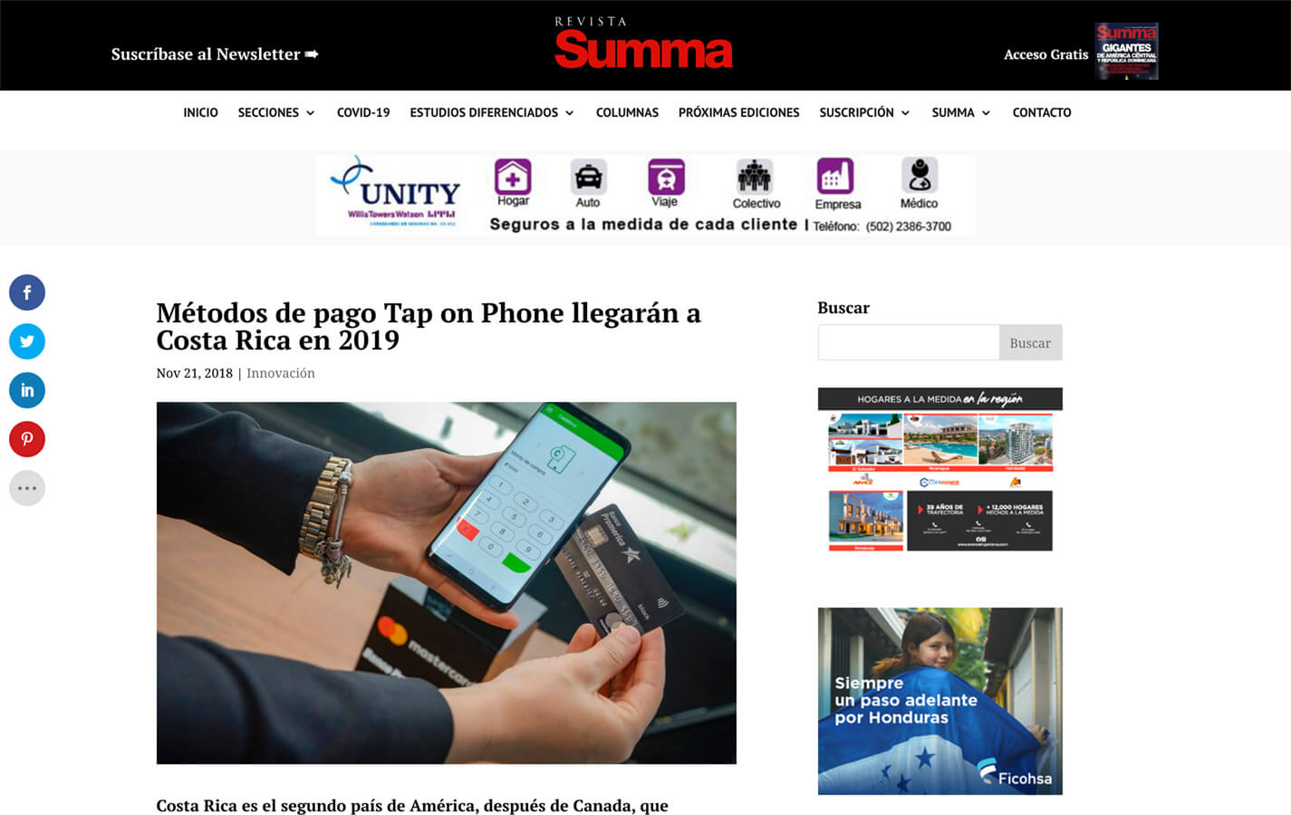 Tap on Phone payment methods will arrive in Costa Rica in 2019